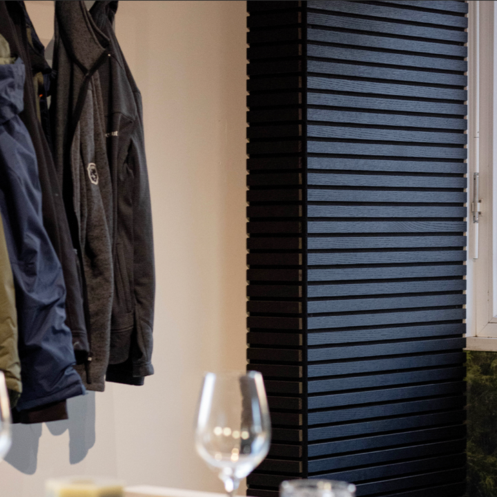 Akoestische wandpanelen zwart eiken 300cm