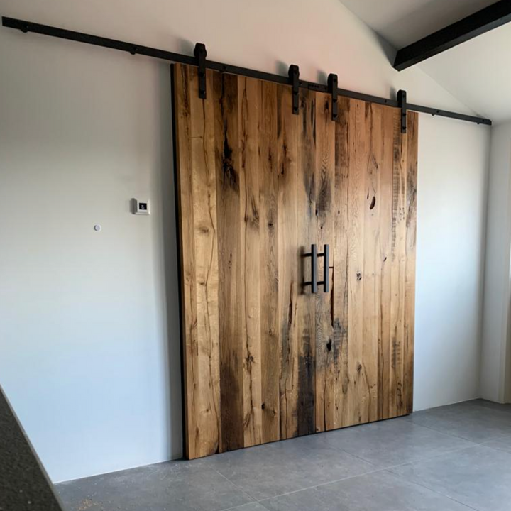 Dubbele schuifdeur barnwood geschaafd