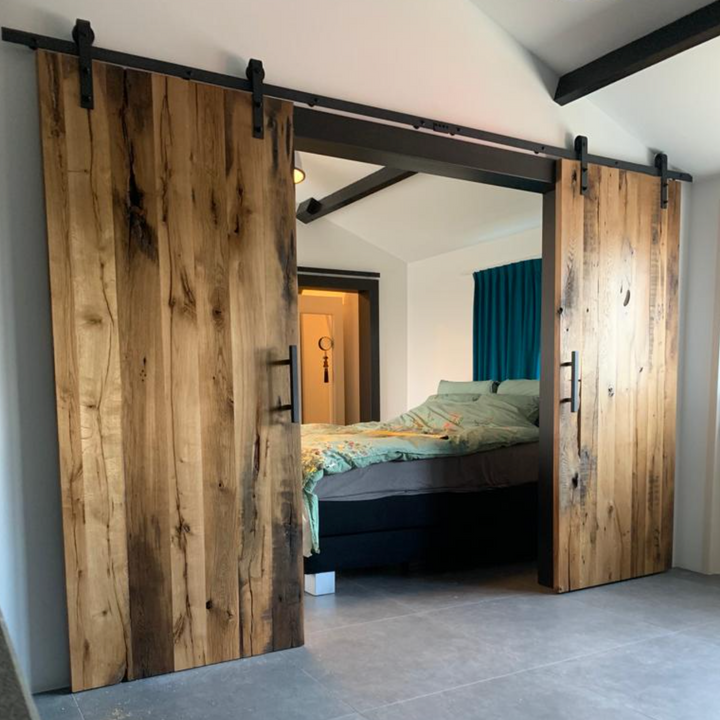 Dubbele schuifdeur barnwood geschaafd